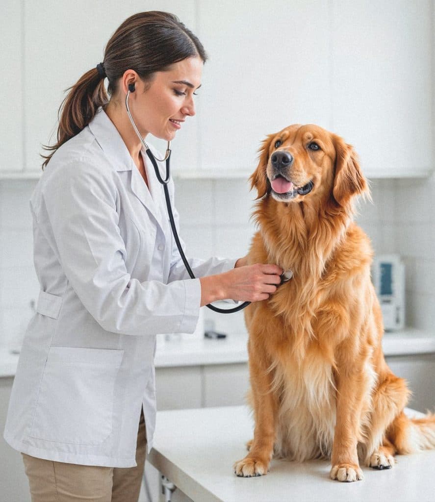 Dog with veterinarian